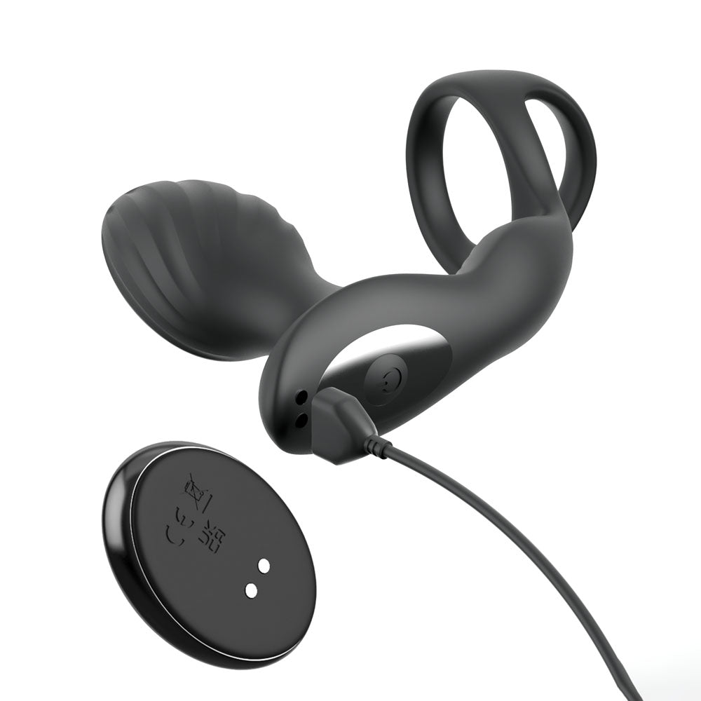 Anal Fantasy Elite Ass-Gasm Gyro-Milk Pro -  USB Rechargeable Gyrating Butt Plug with Cock Ring