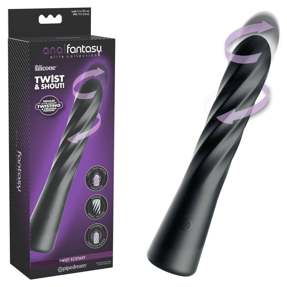 Anal Fantasy Elite Twist Ecstasy -  -  24.1 cm USB Rechargeable Twisting & Thrusting Anal Vibrator