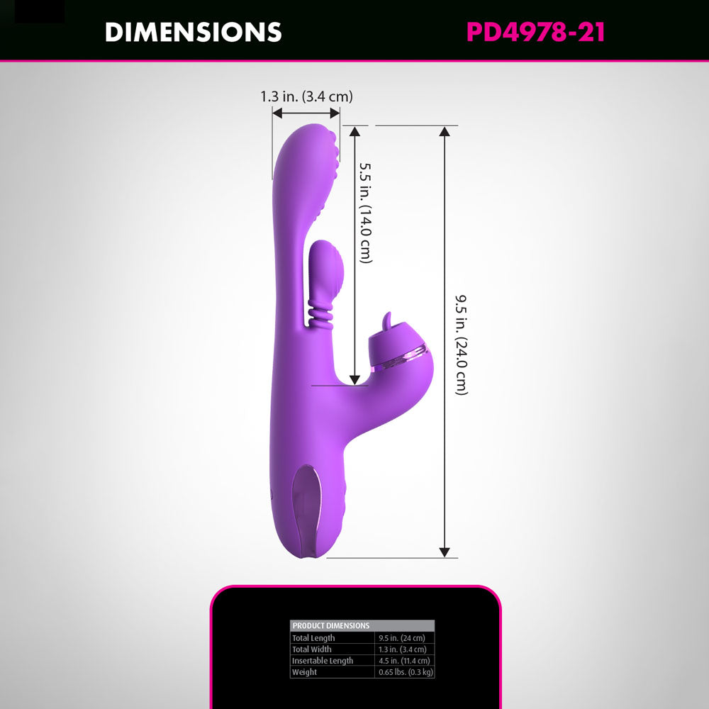 Fantasy For Her IntiMotion Pulse Pro -  24 cm USB Rechargeable Swirling & Flicking Rabbit Vibrator