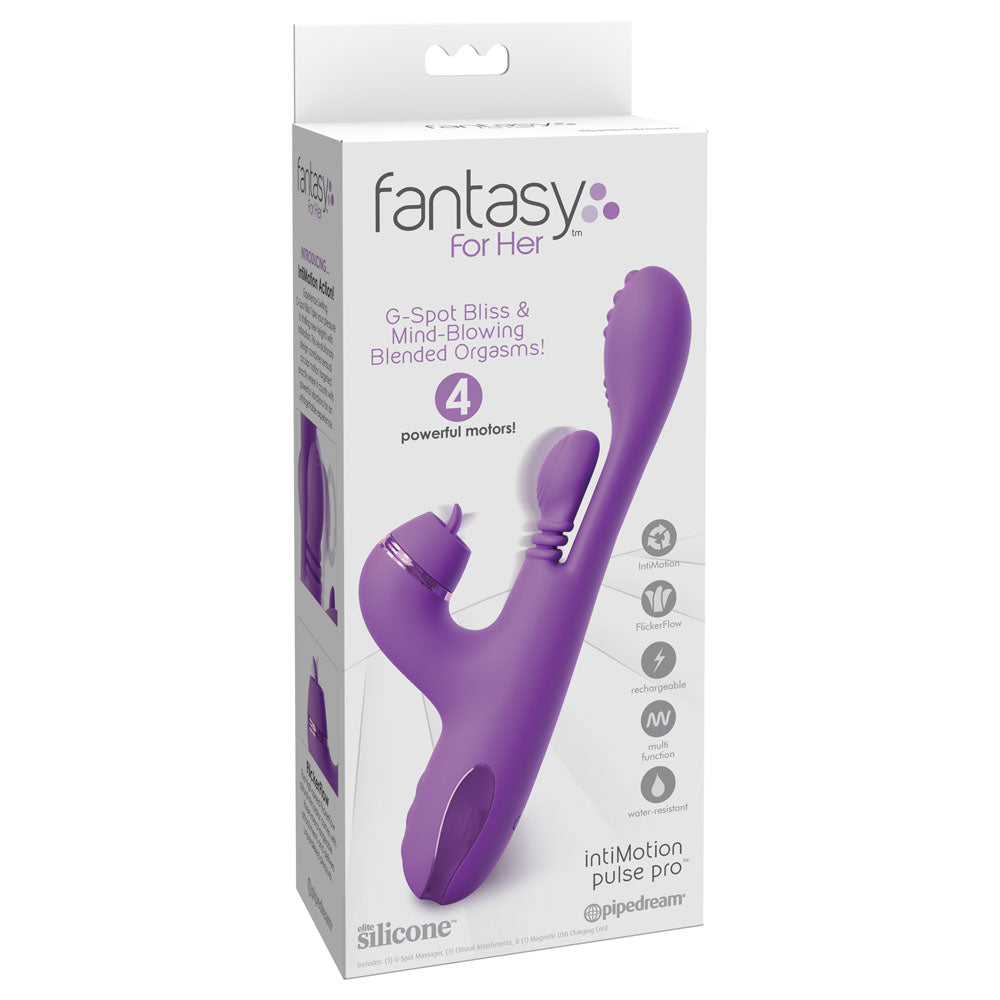Fantasy For Her IntiMotion Pulse Pro -  24 cm USB Rechargeable Swirling & Flicking Rabbit Vibrator