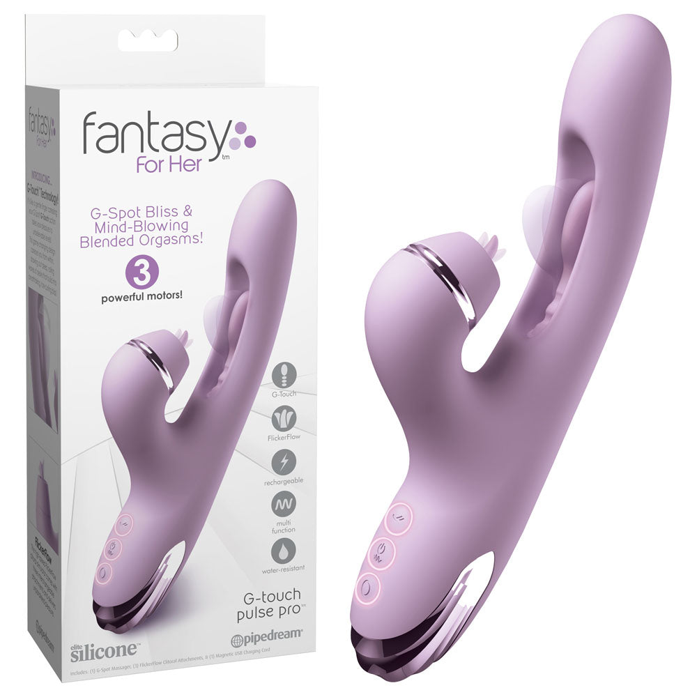 Fantasy For Her G-Touch Pulse Pro -  -  23.4 cm USB Rechargeable Rabbit Vibrator with Flicking Shaft and Tip