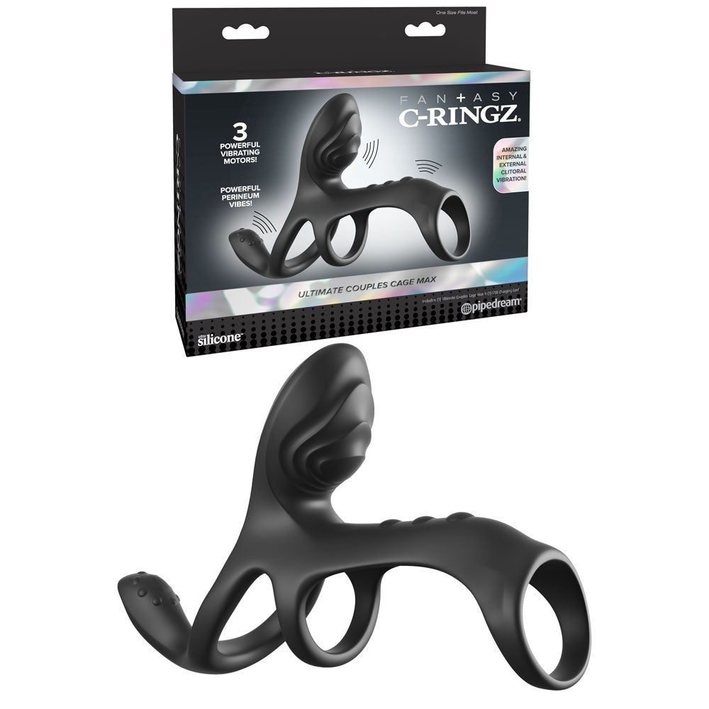 Fantasy C-Ringz Ultimate Couples Cage Max -  USB Rechargeable Vibrating Cock Ring Cage