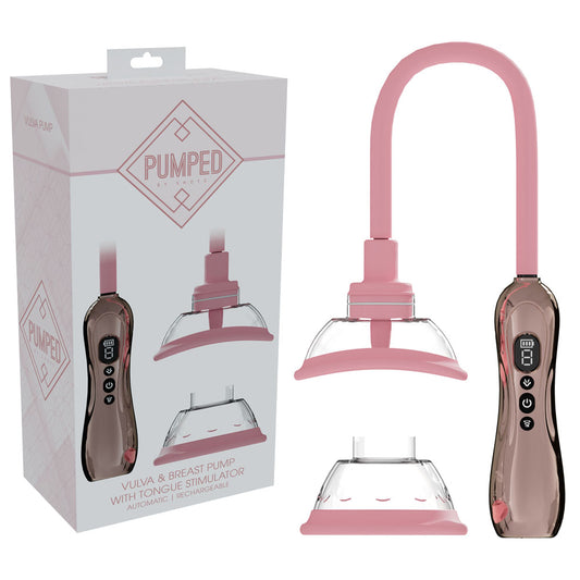 PUMPED Vulva & Breast Pump with Tongue Stimulator - USB Rechargeable Ladies Pump Set – Rose Gold