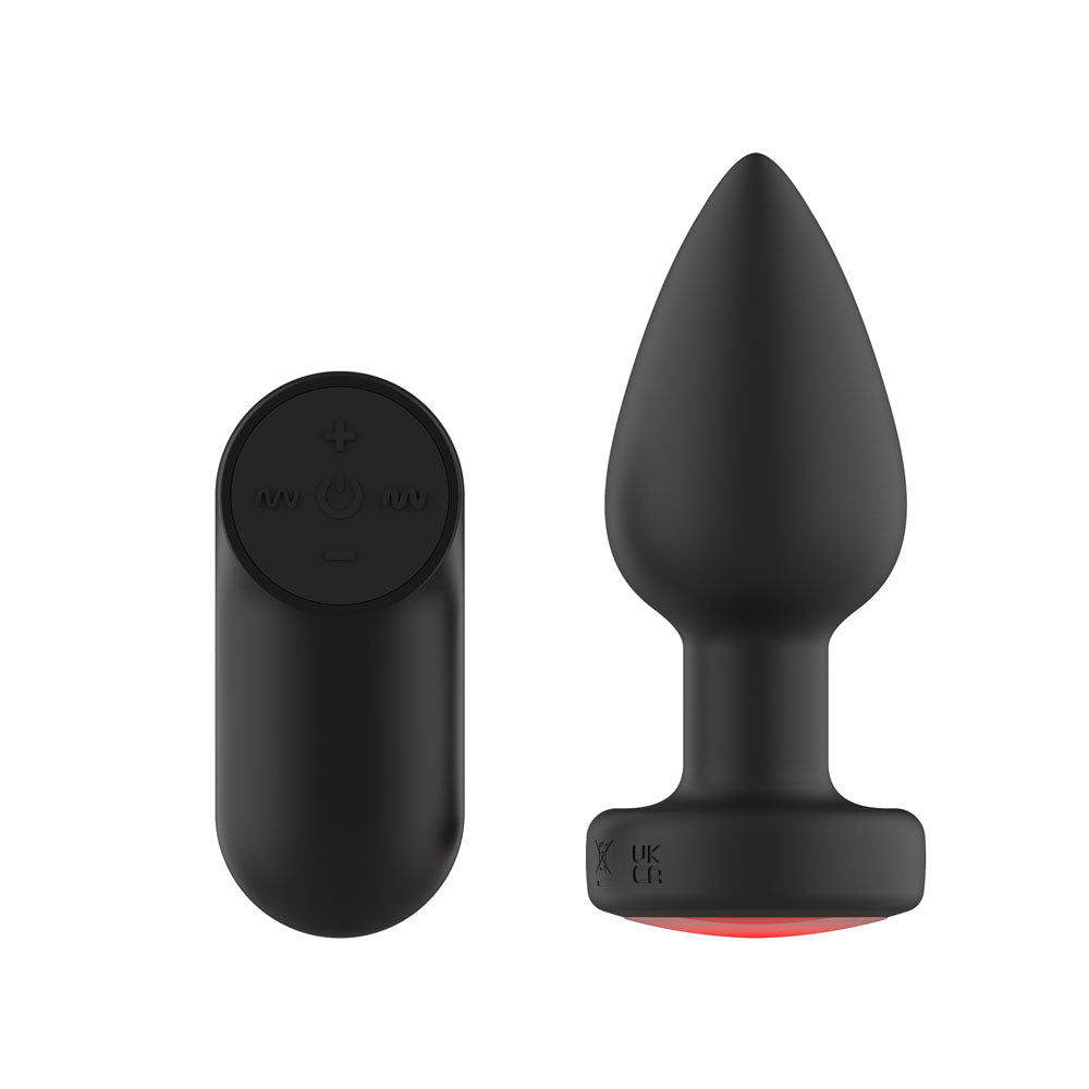 Passion Play Vibrating Butt Plug with LED Base - M -  10.4 cm USB Rechargeable Vibrating Butt Plug with LED Base and Wireless Remote