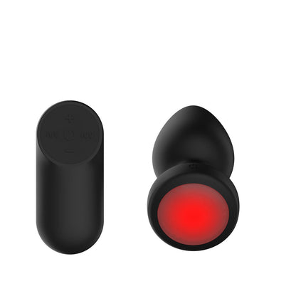 Passion Play Vibrating Butt Plug with LED Base - M -  10.4 cm USB Rechargeable Vibrating Butt Plug with LED Base and Wireless Remote