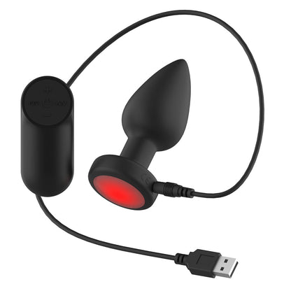 Passion Play Vibrating Butt Plug with LED Base - M -  10.4 cm USB Rechargeable Vibrating Butt Plug with LED Base and Wireless Remote