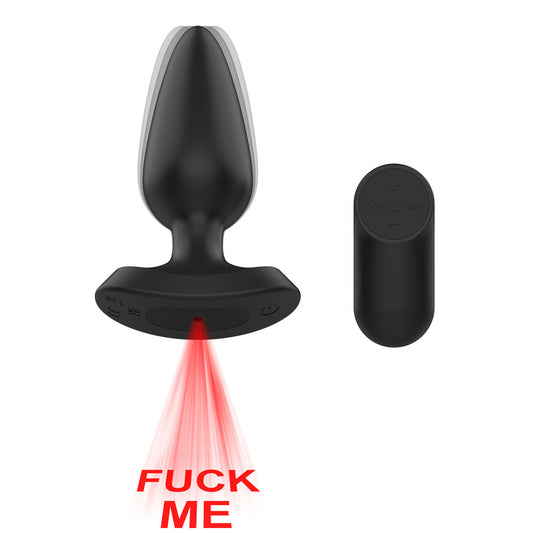 Passion Play Fuck ME Vibrating Anal Plug -  13.5 cm USB Rechargeable Vibrating Anal Plug with Laser Fuck Me Light