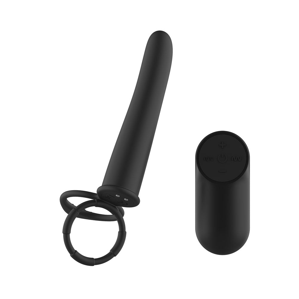 Passion Play Vibrating Double Penetrator with Remote -  USB Rechargeable Vibrating Double Penetrator Cock Ring with Wireless Remote