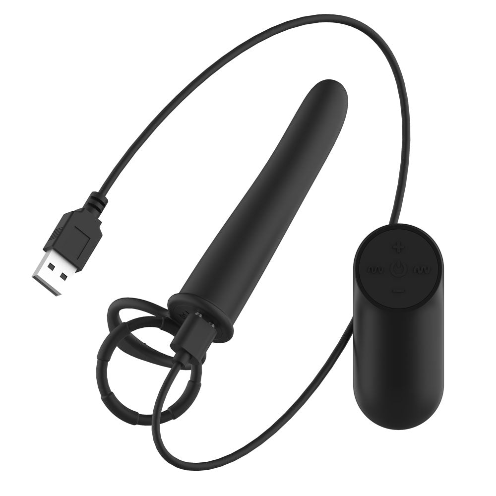 Passion Play Vibrating Double Penetrator with Remote -  USB Rechargeable Vibrating Double Penetrator Cock Ring with Wireless Remote