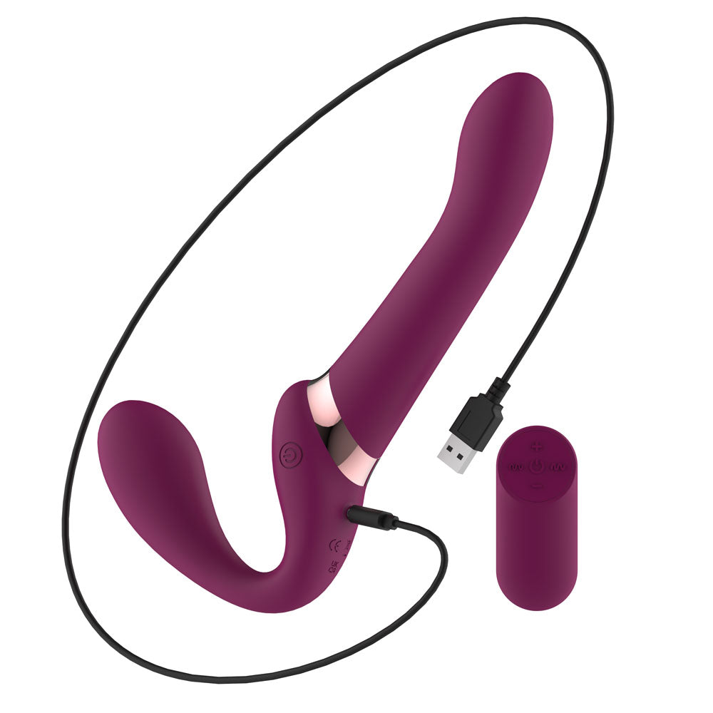 Passion Play Strap-less Dildo with Remote Controller -  25 cm USB Rechargeable Strapless Strap-On with Wireless Remote