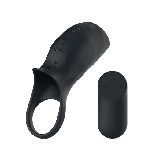 Passion Play Vibrating Cockring Sleeve -  USB Rechargeable Vibrating Penis Sleeve with Wireless Remote