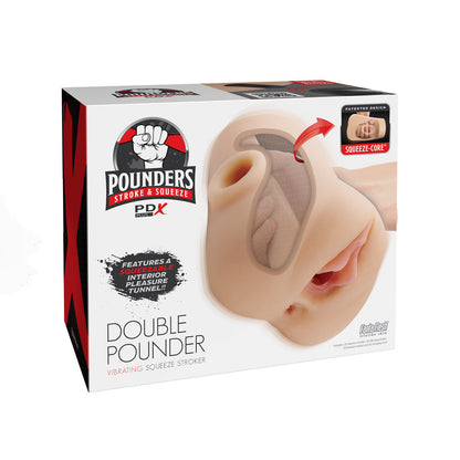 PDX Plus Double Pounder Vibrating Squeeze Stroker -  -  USB Rechargeable Vibrating Vagina Stroker