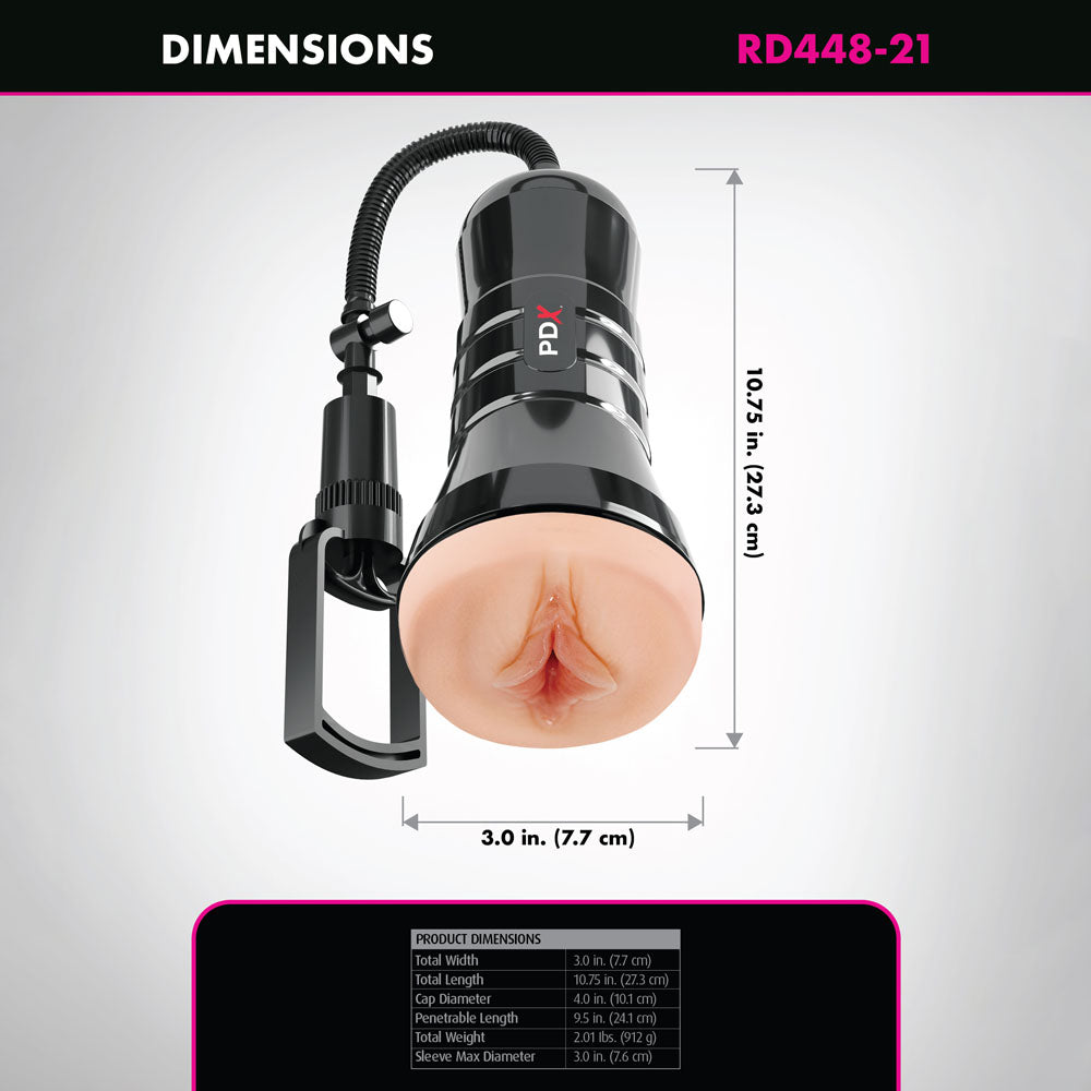 PDX Wet Pussies Super Sucker XXL Stroker -  -  Vagina Stroker with Suction Pump