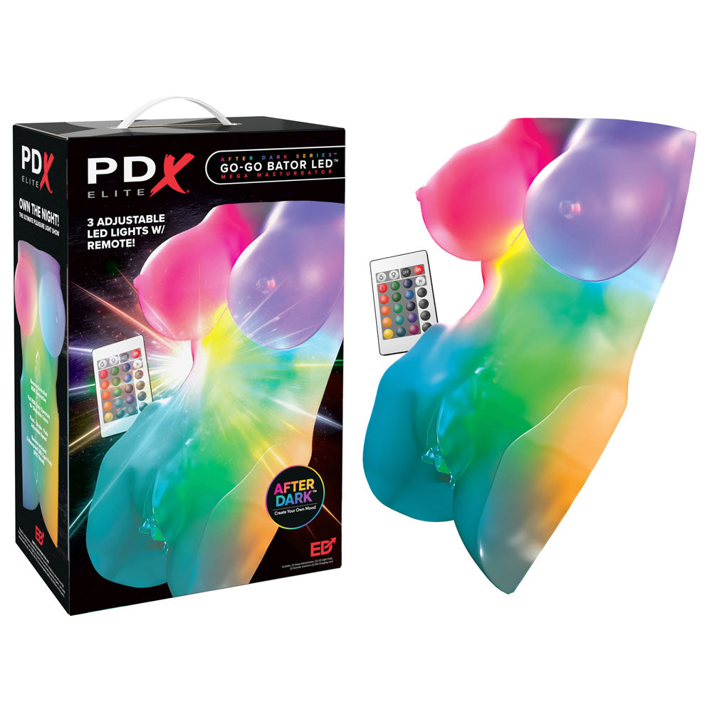 PDX Elite Go-Go Bator LED Mega Masturbator -  with LED Mini Torso Masturbator