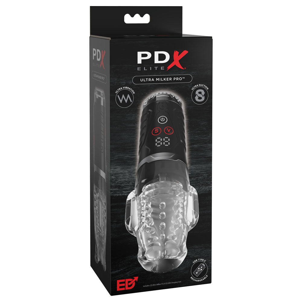 PDX Elite Ultra Milker Pro -  USB Rechargeable Vibrating & Sucking Auto Stroker