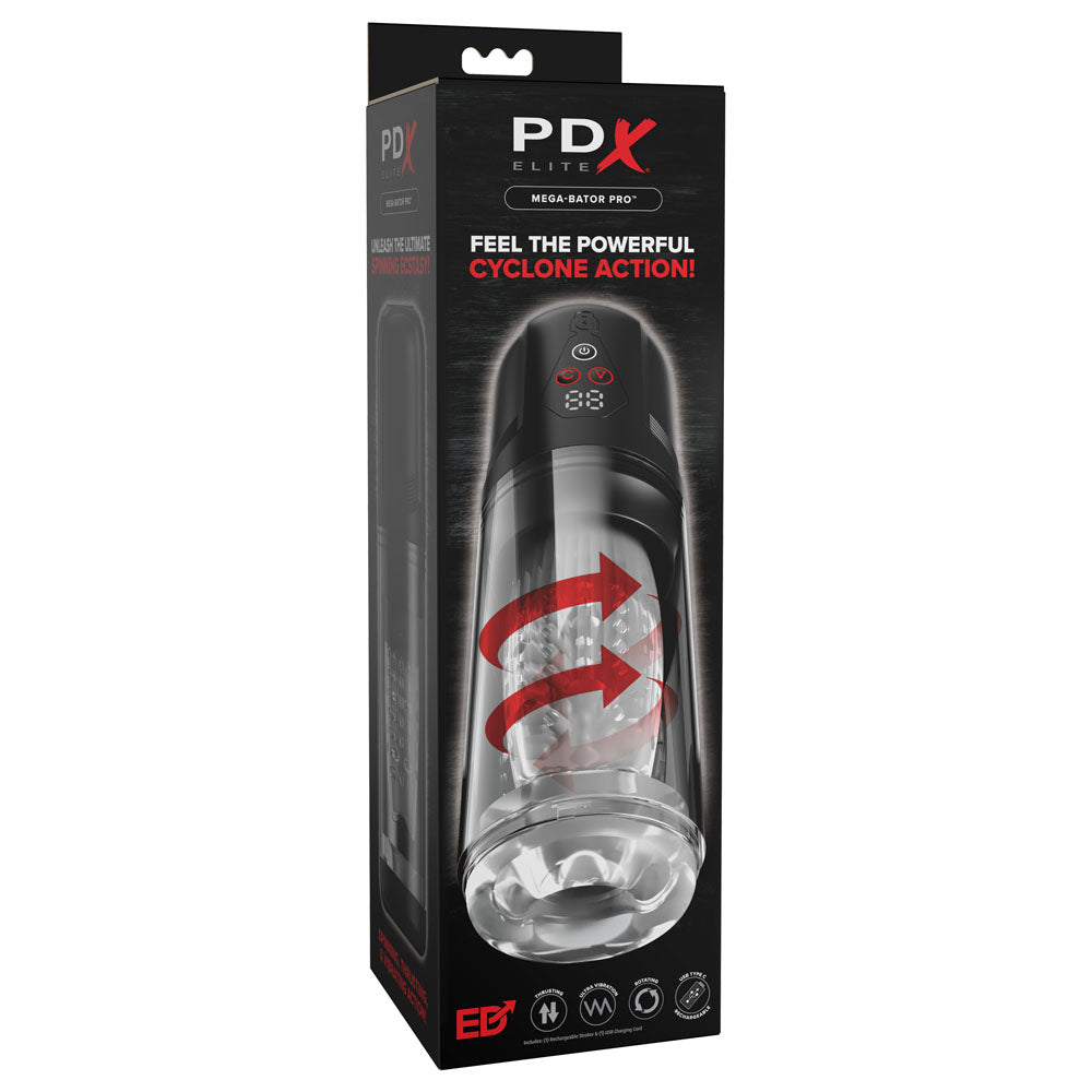 PDX Elite Mega-Bator Pro -  USB Rechargeable Vibrating & Spinning Auto Stroker