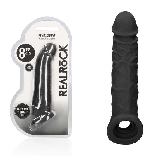 REALROCK 8'' Realistic Penis Extender with Rings -  -  20.3 cm Penis Extension Sleeve