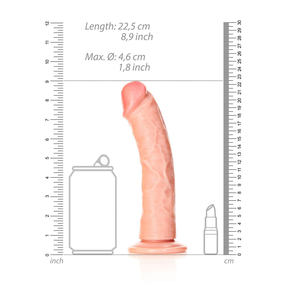 REALROCK Realistic Regular Curved Dildo with Suction Cup - 20 cm