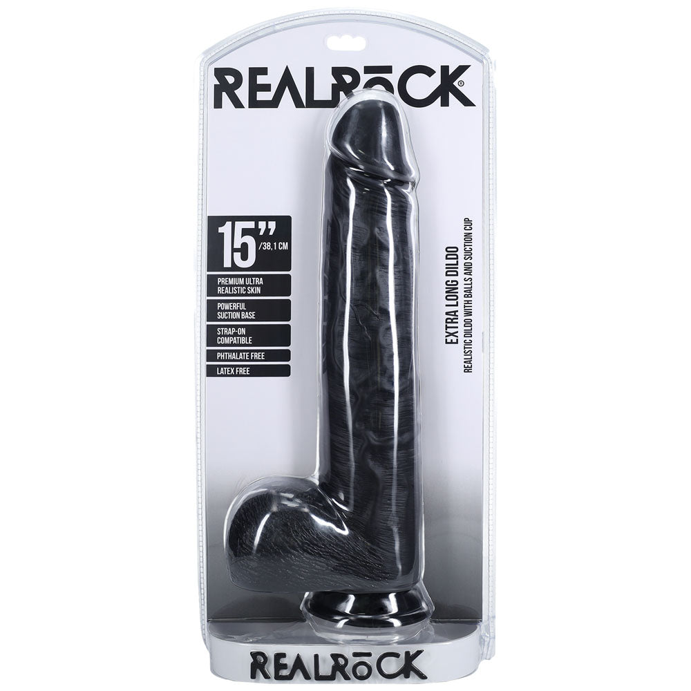 REALROCK 38cm Extra Long Dildo with Balls -  -  38 cm (15'') Extra Long Dong