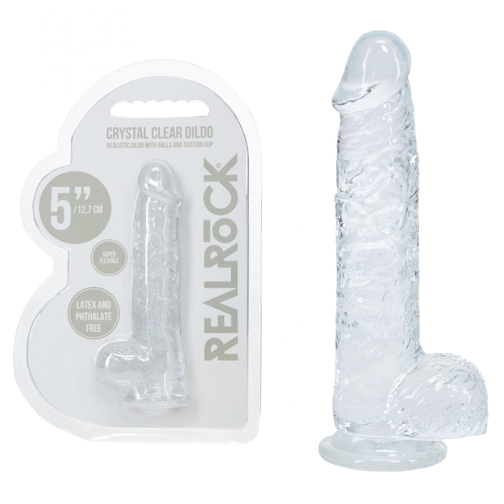 REALROCK 5'' Crystal  Dildo with Balls -  -  14.7 cm Dong