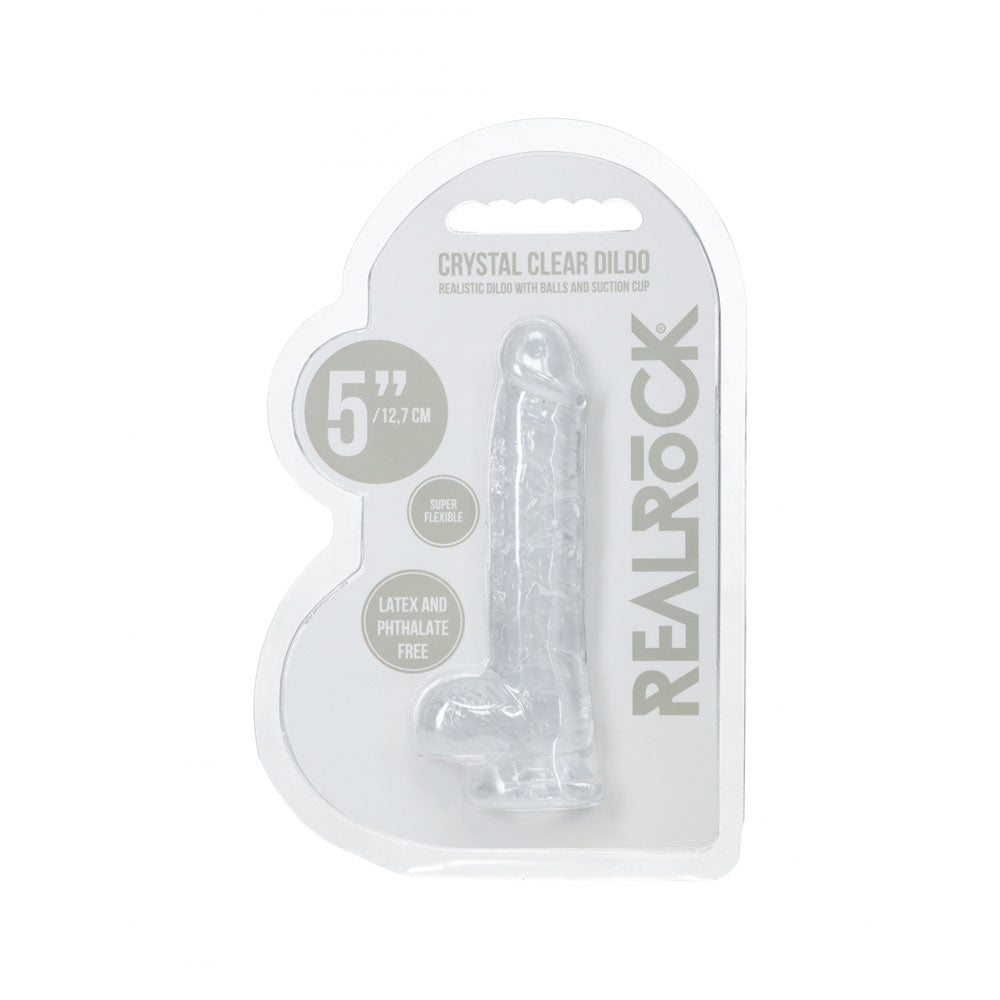 REALROCK 5'' Crystal  Dildo with Balls -  -  14.7 cm Dong
