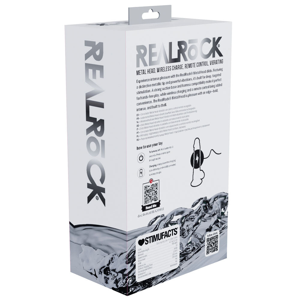 REALROCK Metal Head 6'' Rechargeable Dildo -  -  16.2 cm USB Rechargeable Vibrating Dildo with Metal Head and Wireless Remote
