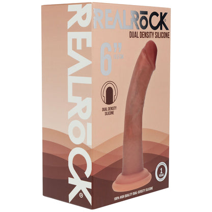 REALROCK Dual Density Silicone 6'' Curved Dildo - Tan - Tan 17 cm Dildo
