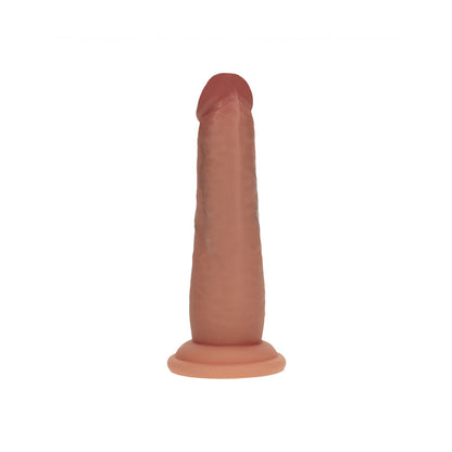 REALROCK Dual Density 6'' Sliding Skin Silicone Dildo - Tan - Tan 15.2 cm Sliding Skin Dildo