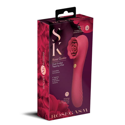 Secret Kisses ROSEGASM ROSE QUAKE -  18.8 cm USB Rechargeable Dual Ended Tapping Vibrator