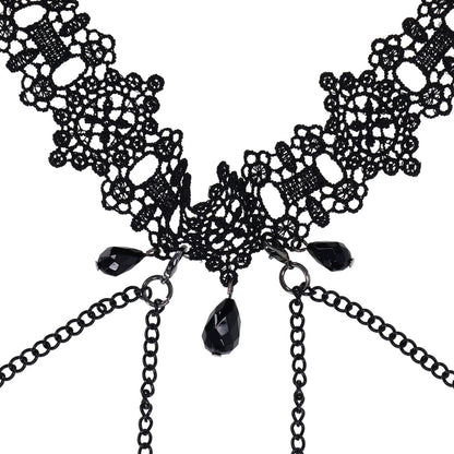 Sex & Mischief Lace Collar with Nipple Ties -  Neck and Nipple Restraints