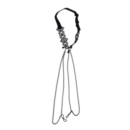 Sex & Mischief Lace Collar with Nipple Ties -  Neck and Nipple Restraints