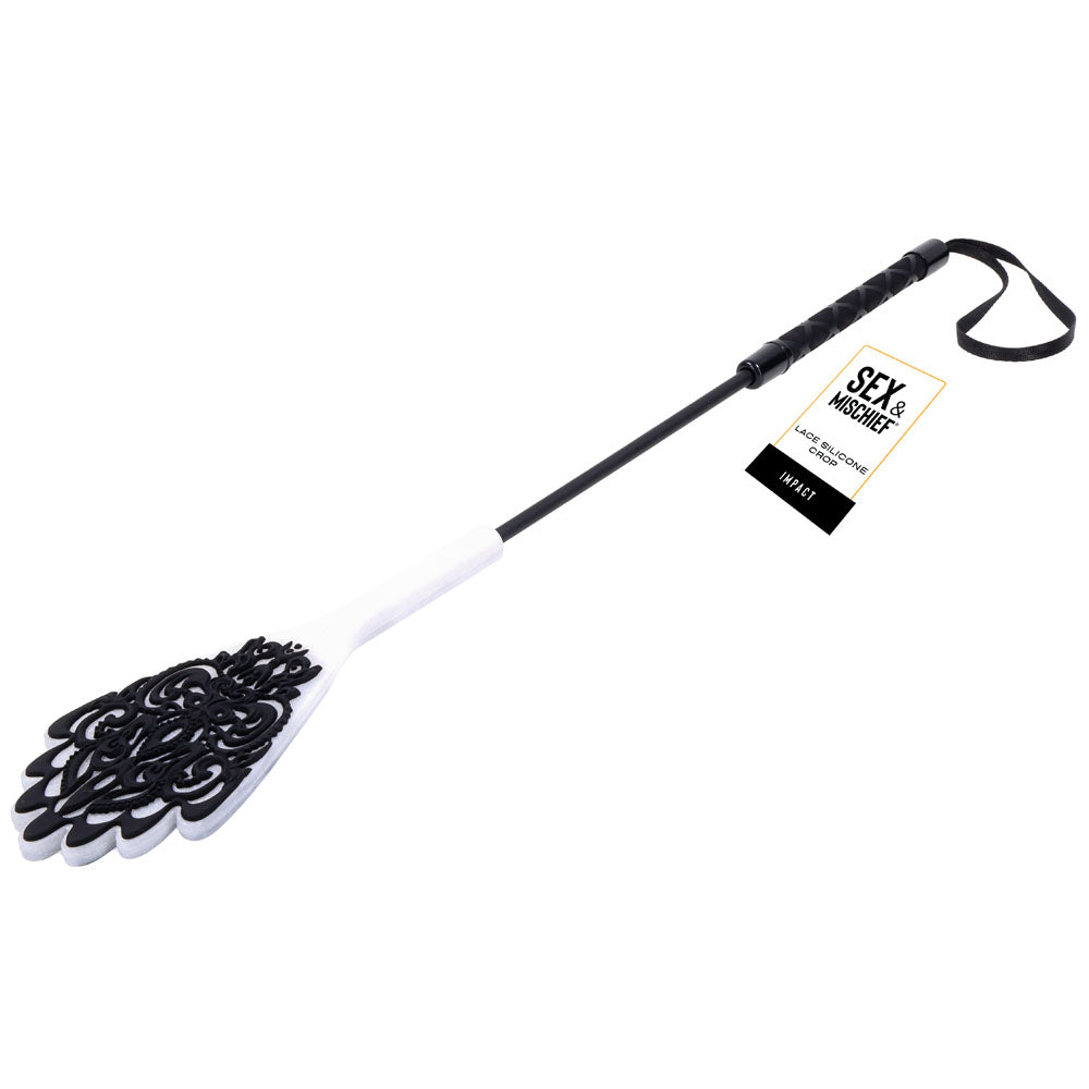 Sex & Mischief Lace Silicone Crop - /White 50 cm Crop Whip