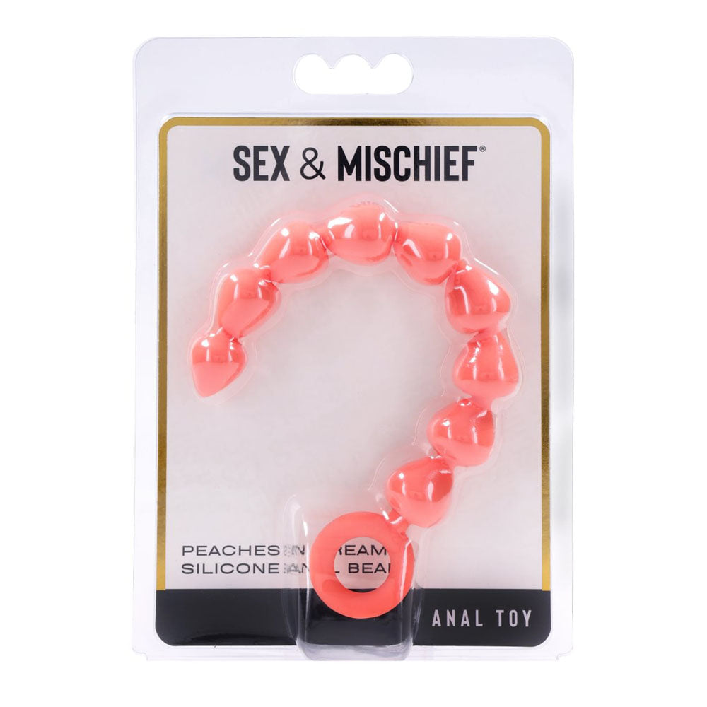 Sex & Mischief Peaches n CreaMe Silicone Anal Beads - Peach 23 cm Silicone Anal Beads