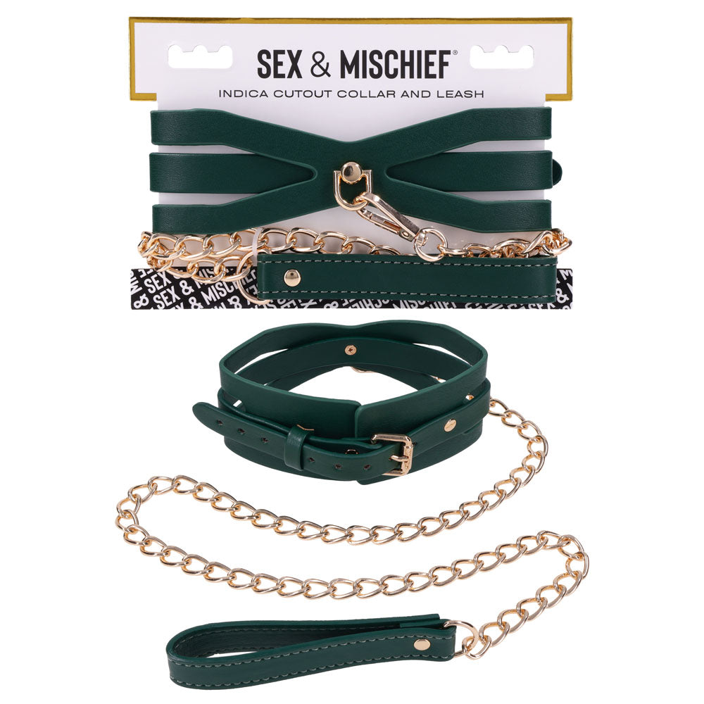 Sex & Mischief Indica Cutout Collar and Leash - /Gold Restraint