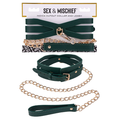 Sex & Mischief Indica Cutout Collar and Leash - /Gold Restraint
