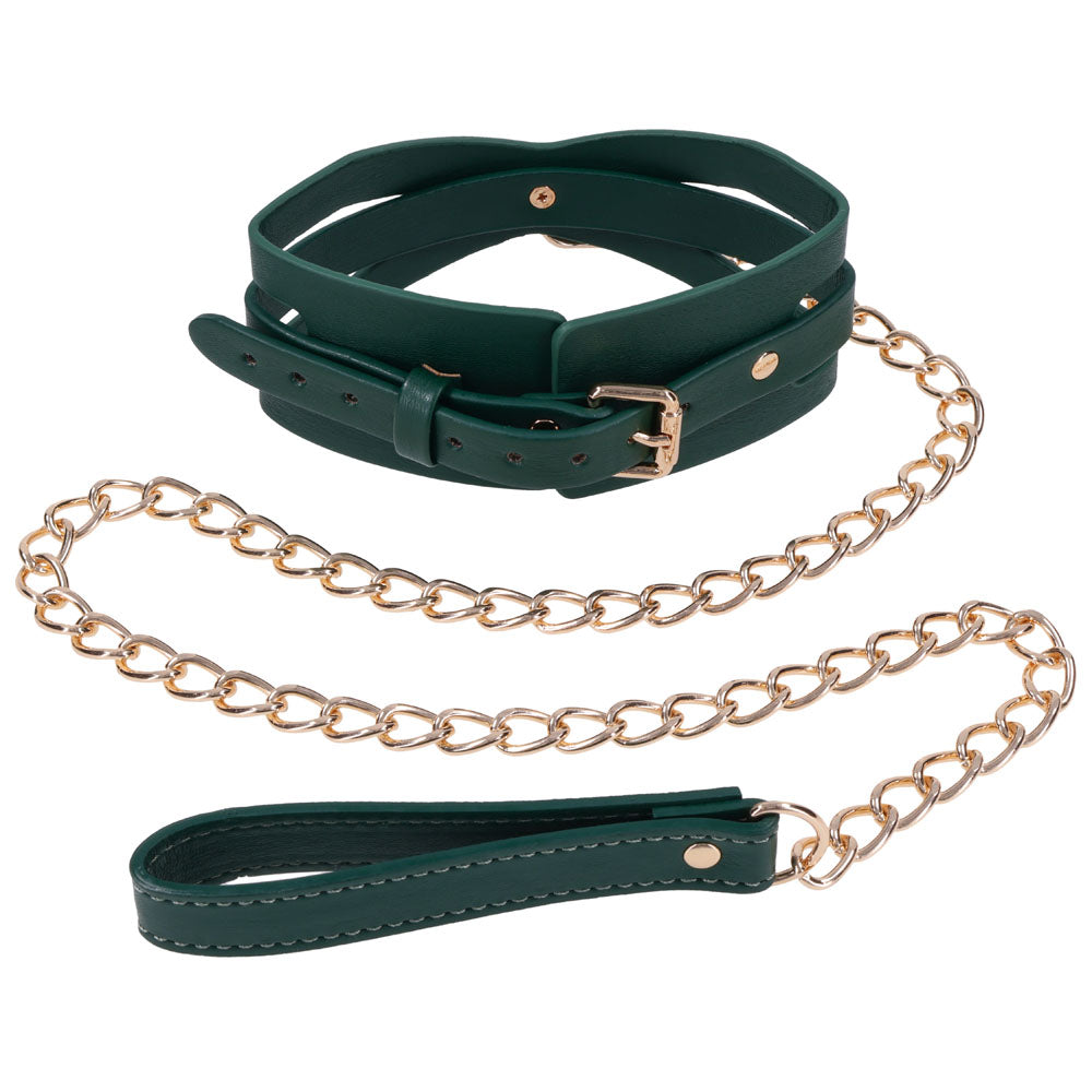 Sex & Mischief Indica Cutout Collar and Leash - /Gold Restraint