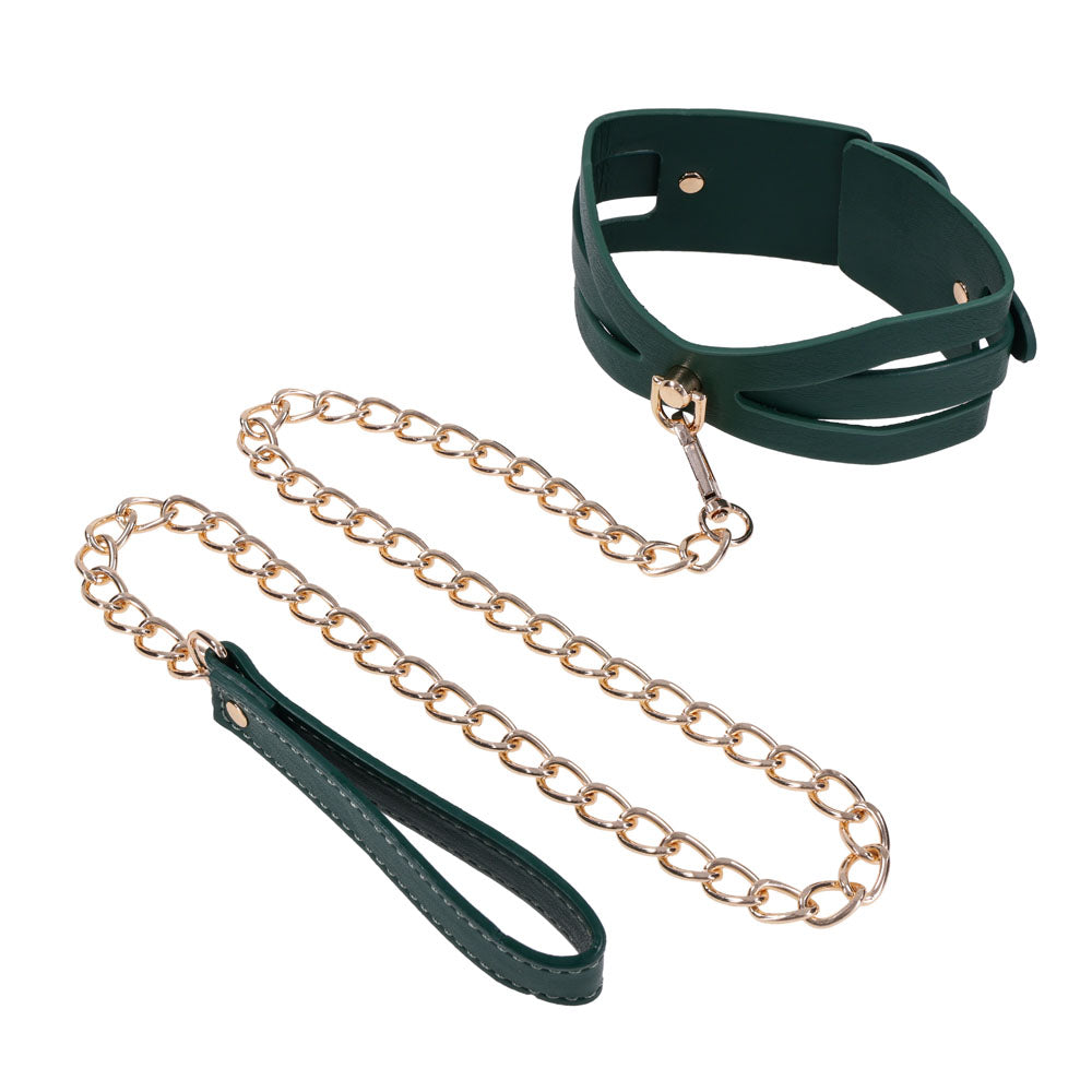 Sex & Mischief Indica Cutout Collar and Leash - /Gold Restraint