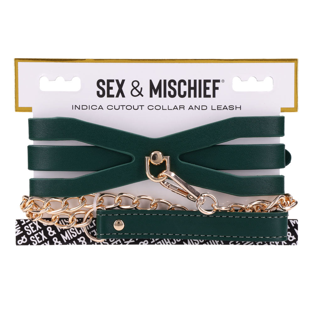Sex & Mischief Indica Cutout Collar and Leash - /Gold Restraint