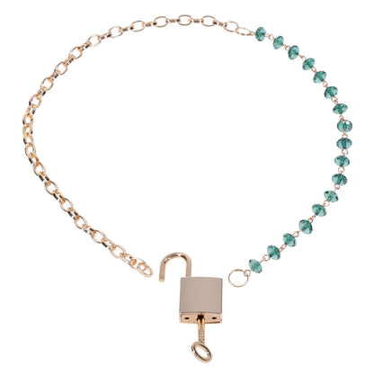 Sex & Mischief Indica Crystal Day Collar - Gold/Emerald Lockable Collar