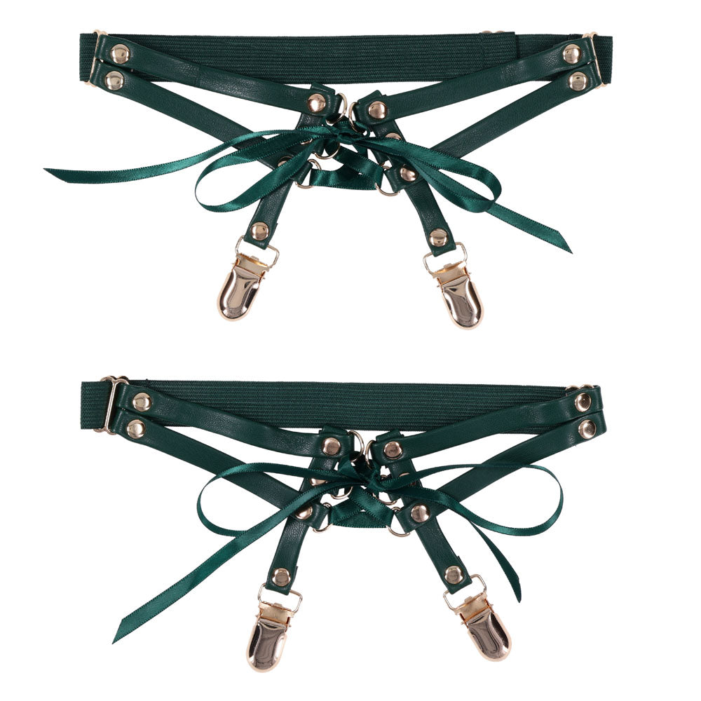 Sex & Mischief Indica Laced Up Garters - /Gold Garters - Set of 2