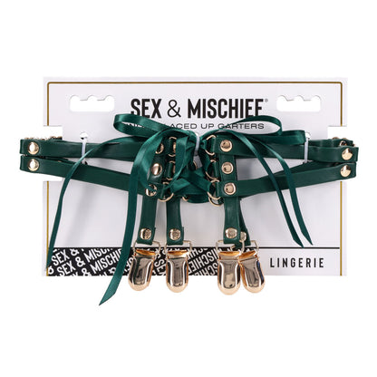 Sex & Mischief Indica Laced Up Garters - /Gold Garters - Set of 2