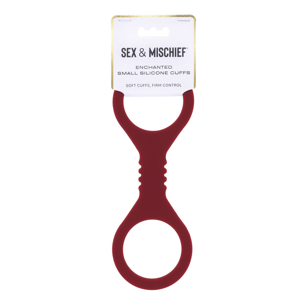 Sex & Mischief Enchanted Small Silicone Cuffs - Burgundy Small Restraints