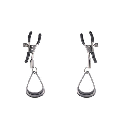 SPORTSHEETS Velvet Noir Tuggable Nipple Clamps - Gunmetal Adjustable Nipple Restraints