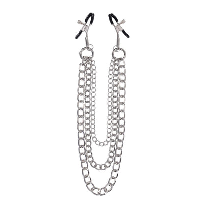 SPORTSHEETS Signature exCHAINgeable Nipple Jewelry - Silver Nipple Clamps with Chain