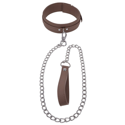 SPORTSHEETS Signature Dawn Dream Collar & Leash - Tan Adjustable Restraint