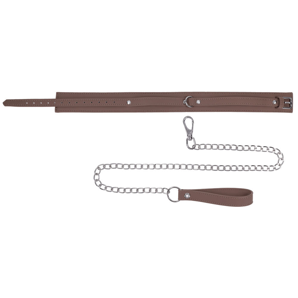 SPORTSHEETS Signature Dawn Dream Collar & Leash - Tan Adjustable Restraint