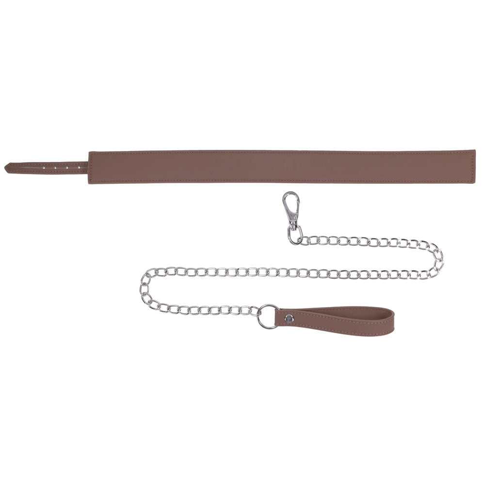 SPORTSHEETS Signature Dawn Dream Collar & Leash - Tan Adjustable Restraint