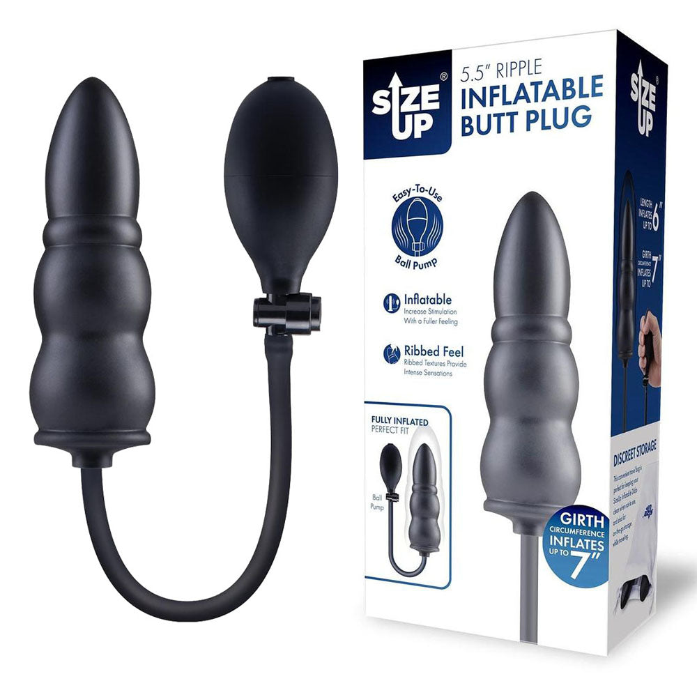 Size Up 5.5 Inch Ripple Inflatable Butt Plug -  15.2 cm Inflatable Butt Plug