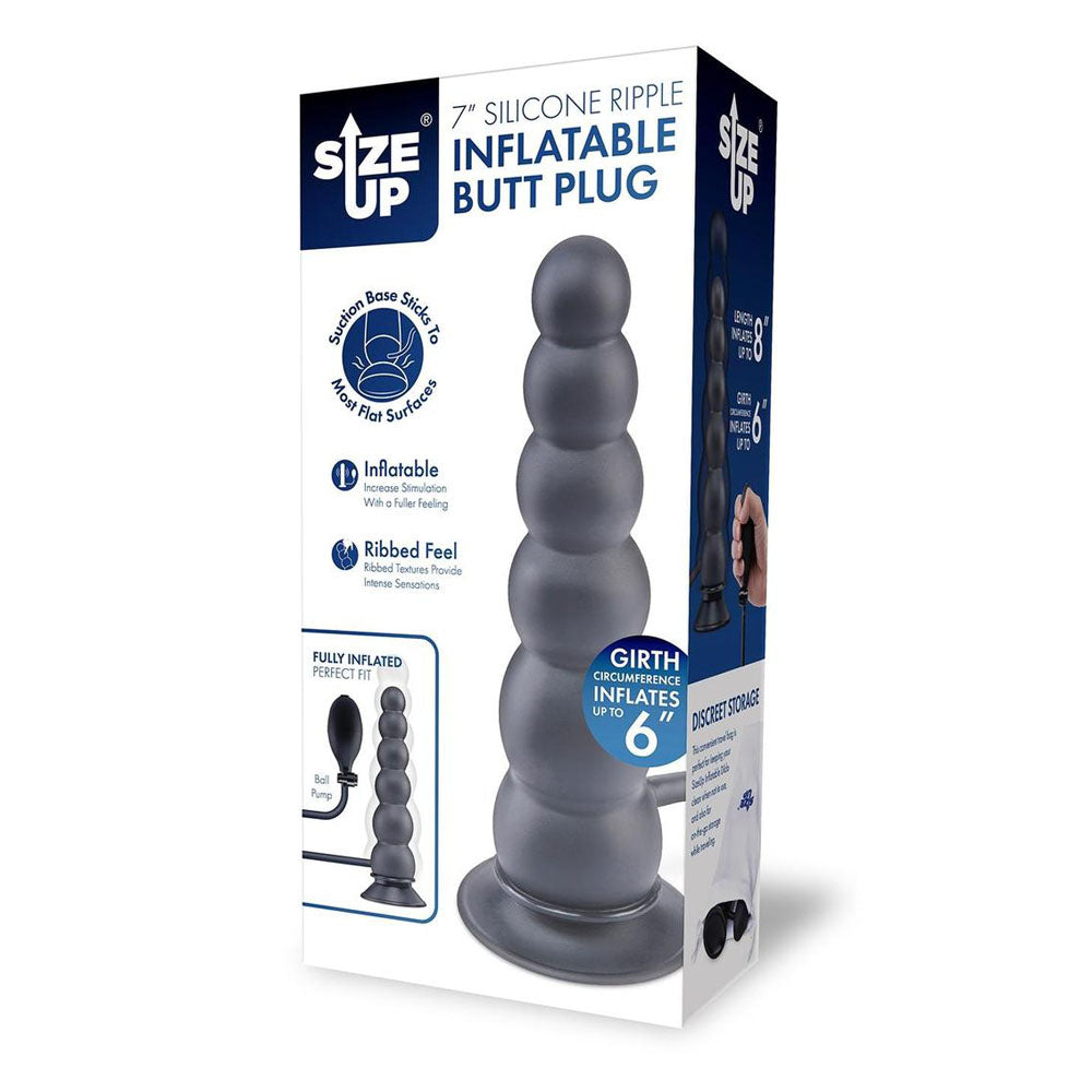 Size Up 7 Inch Ripple Inflatable Butt Plug -  20.3 cm Inflatable Butt Plug