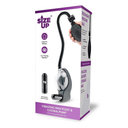 Size Up Vibrating Mini Pussy & Clitoral Pump -  USB Rechargeable Vibrating Vaginal and Clitoral Pump